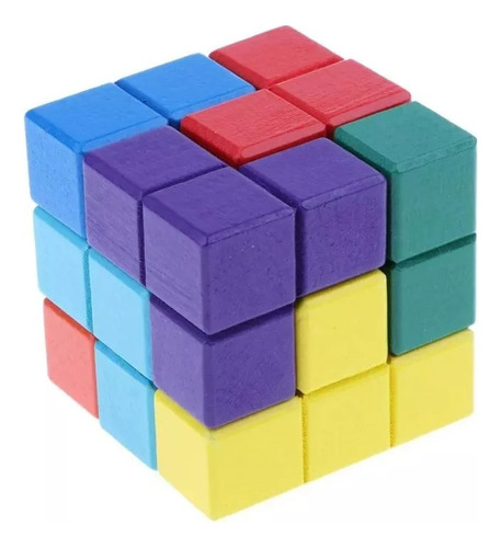 Cubo De Madera Rubik, Tetris 7 Piezas, Juego De Ingenio