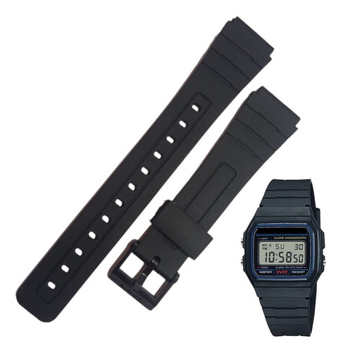 Correa De Caucho Reloj For Casio F-91w De 18mm