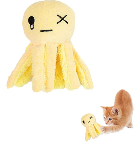 Peluche Para Gatos De Algodon Con Forma De Pulpo Amarillo