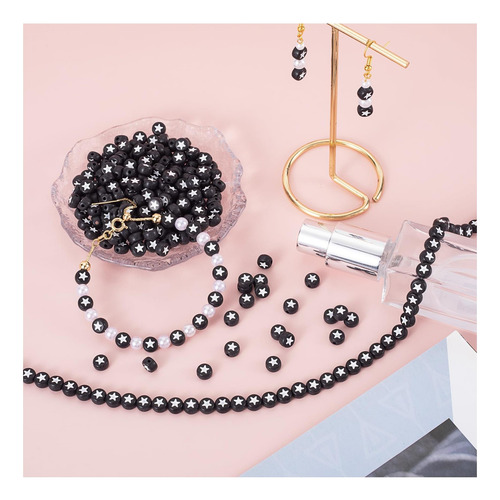 Oiiki 250pcs Beads De Patrón De Estrella Redonda Para Joyas,