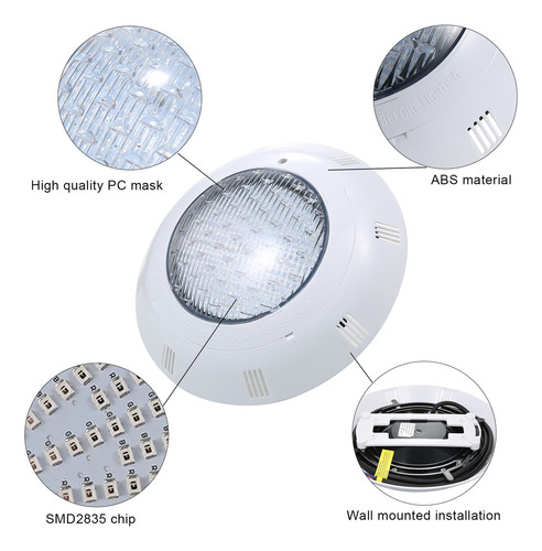 Lámpara Piscina Led Rgb Ac12v 45w 7 Colores Cambiantes Ip68