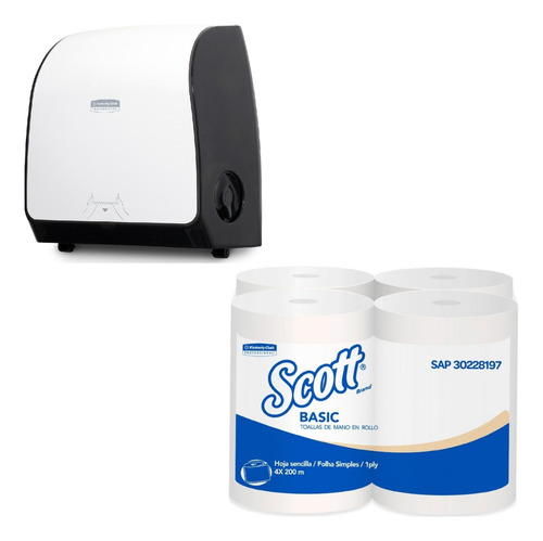 Dispenser Slim Y Toalla En Rollo Scott 4x200 Kimberly Clark