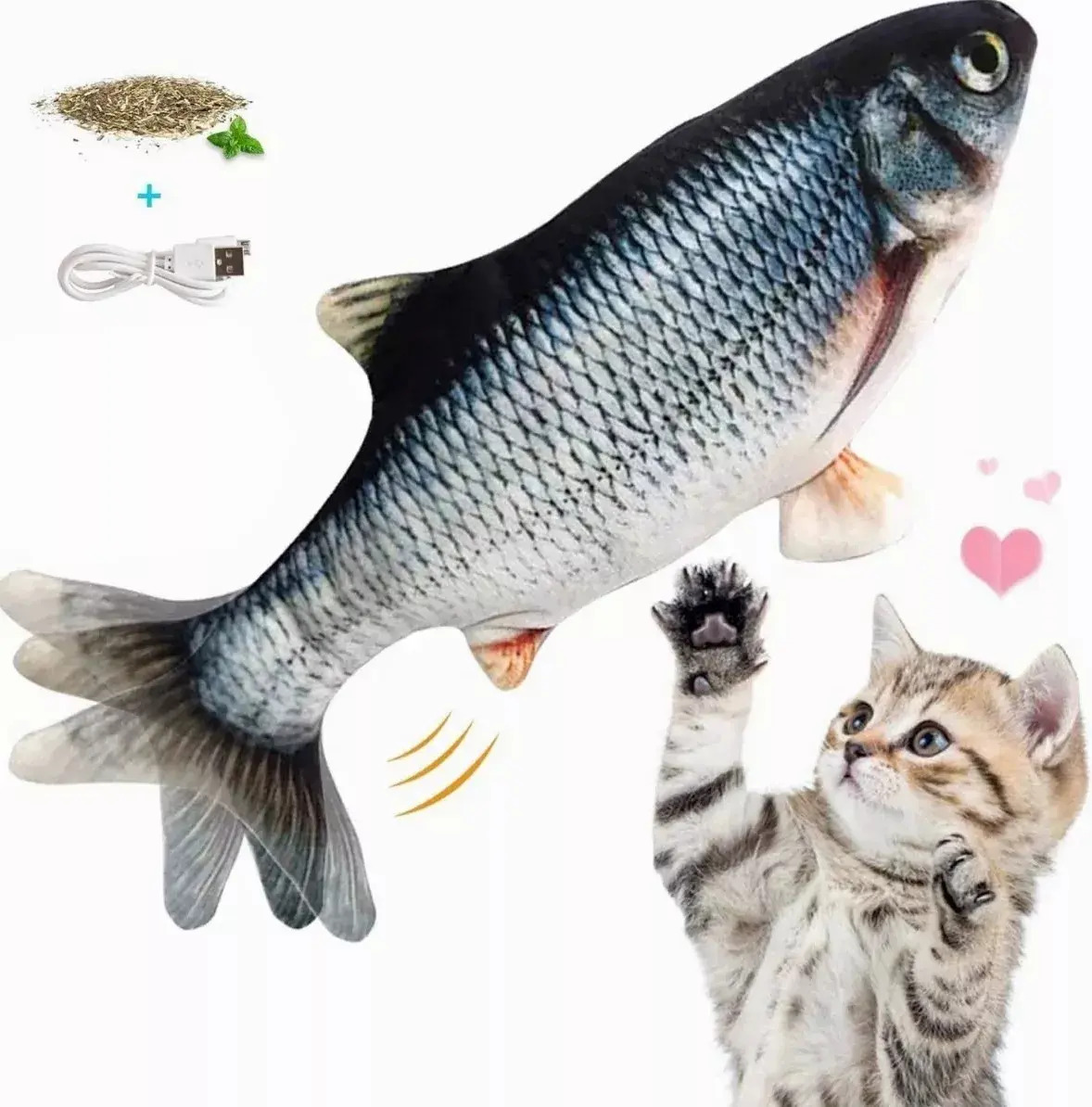 Datiger Juguete Interactivo Gato Pez Bailarín Eléctrico con Catnip y USB