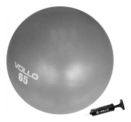 Bola Suiça Gym Ball 65cm Cinza Vollo Pilates Yoga C/ Bomba