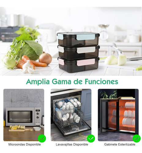 Gigante Recipiente Con Divisiones Y Cucharas Negro Acero