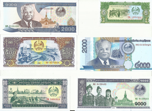 Laos Lote Billetes Varias Denominaciones