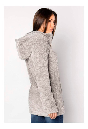 Campera De Peluche Abrigo Mujer Saco Bifaz Lisos Bolsillos