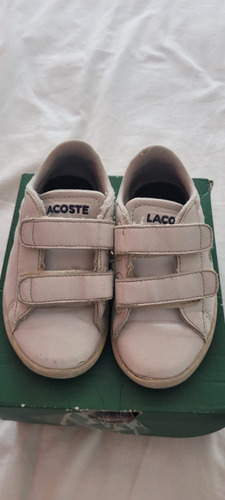 Zapatillas Lacoste Para Niños Blancas Talle 23 Con Velcro