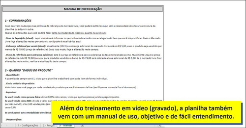 Planilha Custo E Preços Vendas Mercado Livre