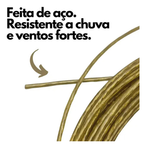 Cabo De Aço Para Varal 10m Revestido Em Pvc Resistente
