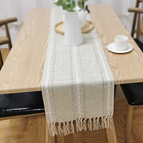 Tapete De Mesa De Comedor Retro Elegante De Algodón Tejido A