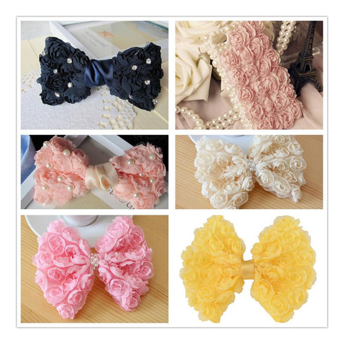 2x3 Jardas 6-linhas Flor Rosa Chiffon Costurar Tecido