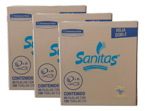 Sanitas Toalla Interdoblada 3 Cajas 6000 Piezas