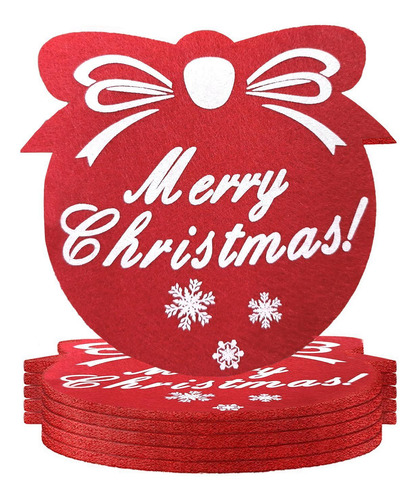 Juego De 6 Posavasos Redondos De Fieltro Absorbente Christma