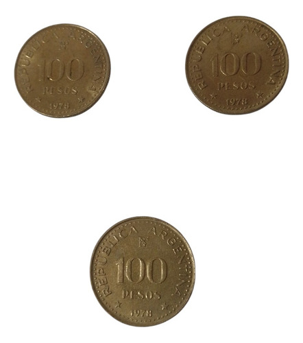 3 Moneda Antigua 100 Pesos 1978 Bicentenario Gral.san Martín