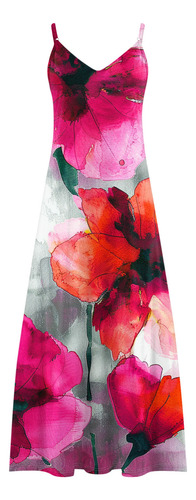 Vestido De Verano Para Mujer Con Cuello Redondo Sin Mangas E