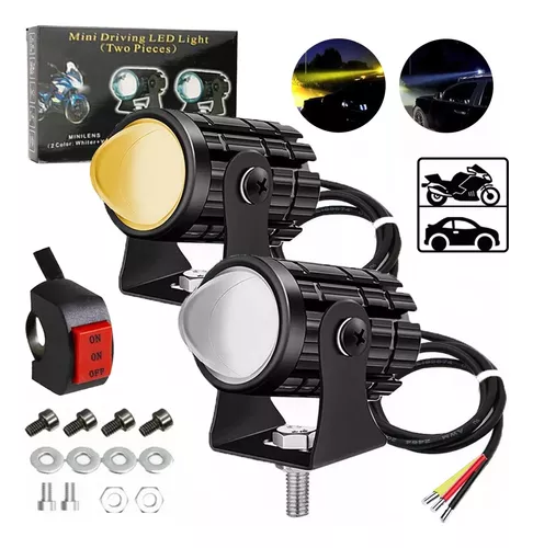 Faros auxiliares de moto LED con soportes defensas y parrilla de protección  Lumitecs S22X –