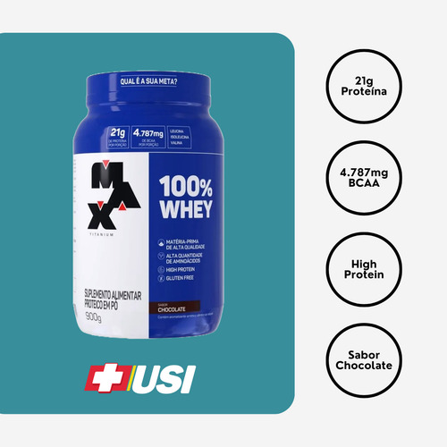 Whey 100% Max Titanium Pote 900g Sabores