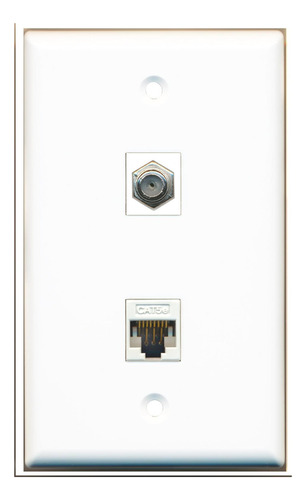 Riteav 1 Tipo F Coaxial Y 1 Placa De Pared De Puerto Cat5e
