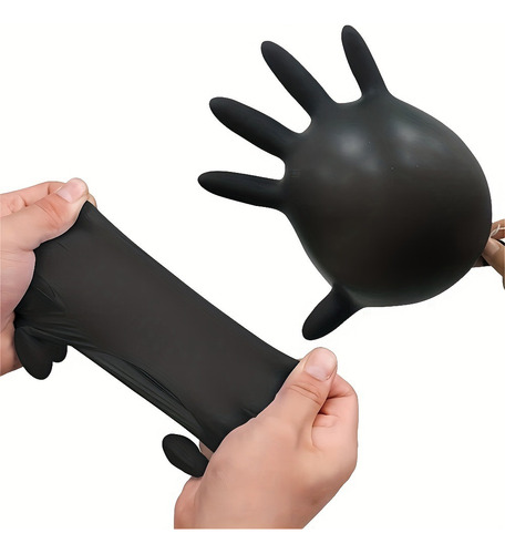 Guantes Negros Desechables, Protección Resistente A Ácidos Y Color Negro Talla M