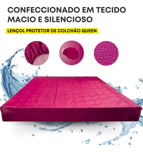 Capa Colchão Protetora Impermeável Antialérgica Hospitalar Lençol Queen Rosa