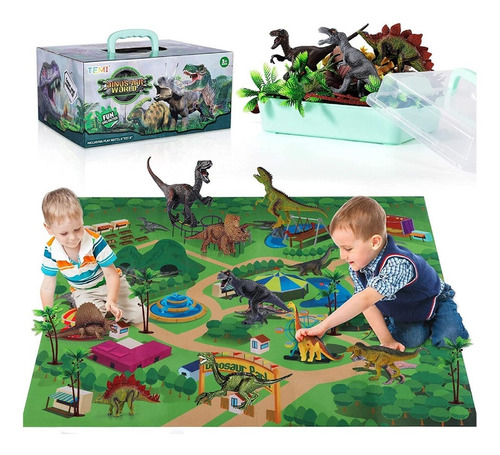 Set De Dinosaurios Realista Con Tapete Para Niños