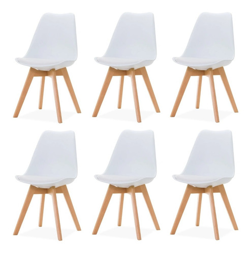 Imagen 1 de 10 de 6 Silla Vonne Tulip Eames Madera Sillon Almohada Comedor