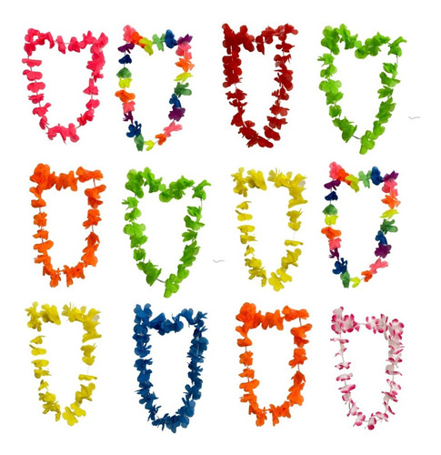 Imagen 2 de 10 de 12 Collar Hawaii Hula Flores Hawaiano 8 Colores Carioca