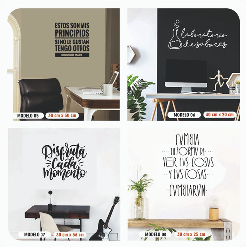 Imagen 6 de 10 de Vinilo Decorativo Frases Pared Vidrio Heladera Espejo Cocina