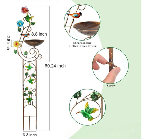 Baño De Pájaros Con Enrejado De Jardín, Soporte Colibrí