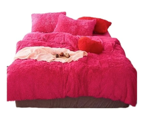 Plumón Edredón Peluche Con Suavetina Cama Doble Fucsia 