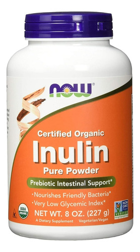 Inulina Orgánica En Polvo Certificada Now 227 Gr Prebiótico