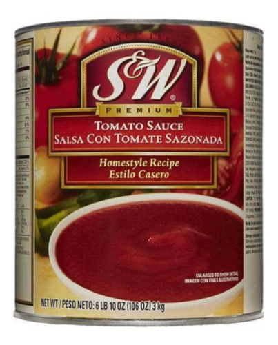 Salsa De Tomate 106 Oz/ 3 Kg S & W Estilo Casero
