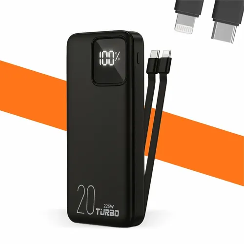 Power Bank 20000mah Carregador Portátil Carga Rápida 22.5w Turbo Usb-c (tipo C) Compatível Com iPhone 13 14 15 16 Samsung Xiaomi Motorola Compacto Para Viagem E Uso Diário Preto Casenn