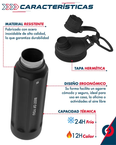 Termo Botella Agua Térmica Deportiva Gimnasio Oficina Pbold