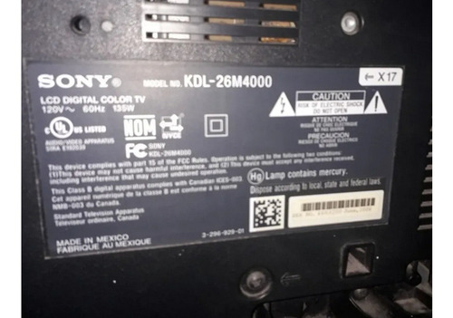 Televisor Sony Bravia Lcd 26 Modelo Kdl-26m4000 # 90