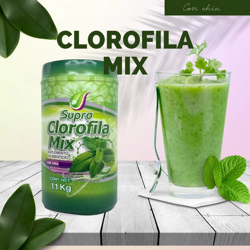 Clorofila Mix Bebida Con Chía Espirulina Omega Magnesio 1.1k