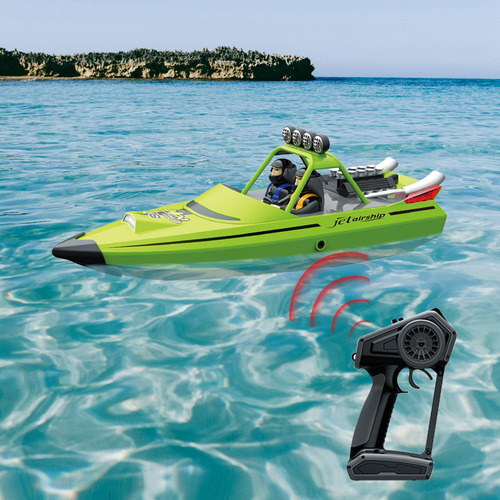 Barco Rc 30 Km/h Verão Brinquedo De Bateria Única Verde