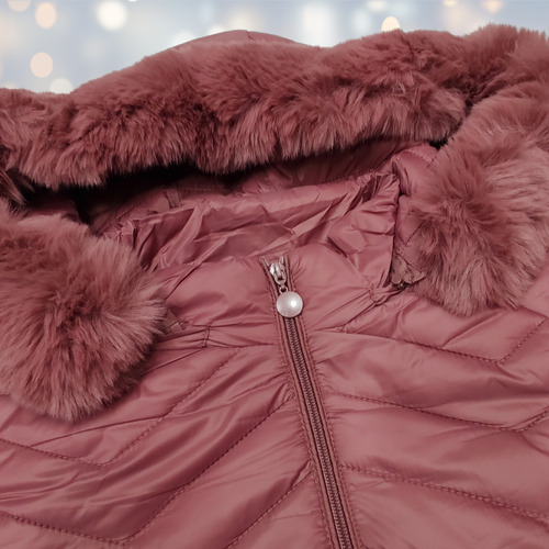 Campera Talla Grande Inflable Larga Piel Capucha Desmontable
