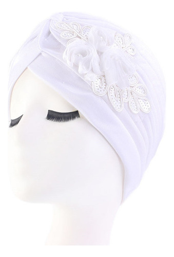 Gorro Doblado Con Forma De Turbante Con Lentejuelas Y Flores