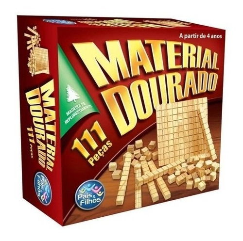 Imagem 1 de 5 de Jogo Didatico Material Dourado Madeira 111 Peças Educativo