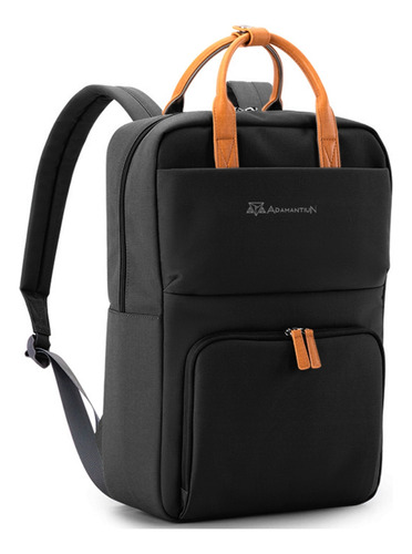 Mochila Bolsa Adamantiun Versa Preta Notebook 15 Polegadas Alça Superior Feminina Masculina Escolar Viagem Material Reciclado