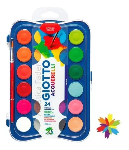 Acuarela Giotto 24 Colores Estuche de Plastico. Acuarelas para