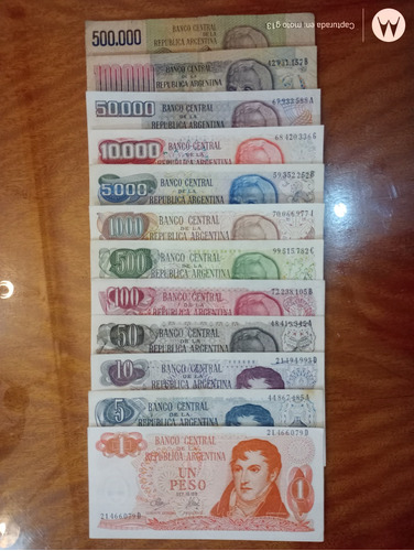 Billetes Argentina Peso Ley 18.188lote De 12 Billetes N757