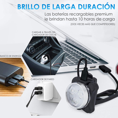 Luz De Bicicleta Trasera Impermeable Recargable 2 Piezas
