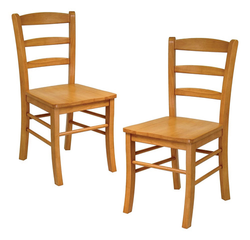 Juego De Dos Sillas De Madera Natural Con Respaldo Listonado