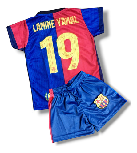 Conjunto Uniforme Fútbol Niño Yamal Barcelona 2025 Azul Marino Yamal 12