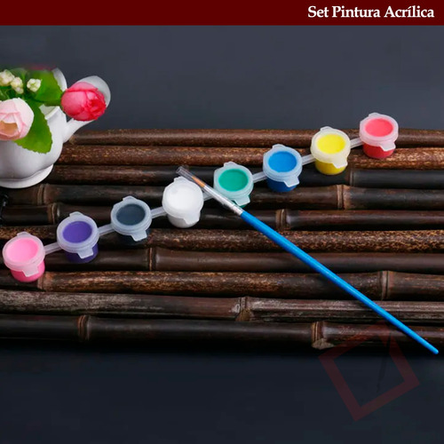 Por Mayor Set 8 Acrilicos 4ml Con Pinceles (12 Unidades)
