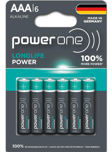 6 Pilas Aaa Power One: Baterias Alcalinas De Larga Duración