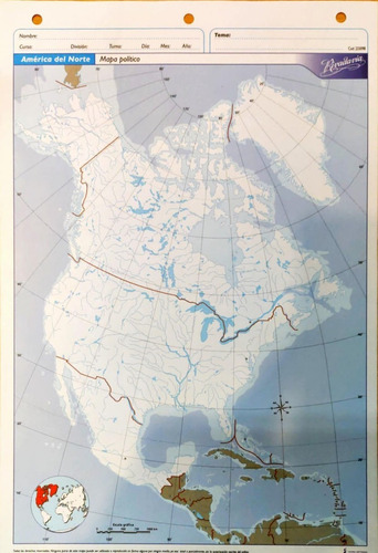 Block Mapa America Del Norte Politico Nro 5 X20 Unidades